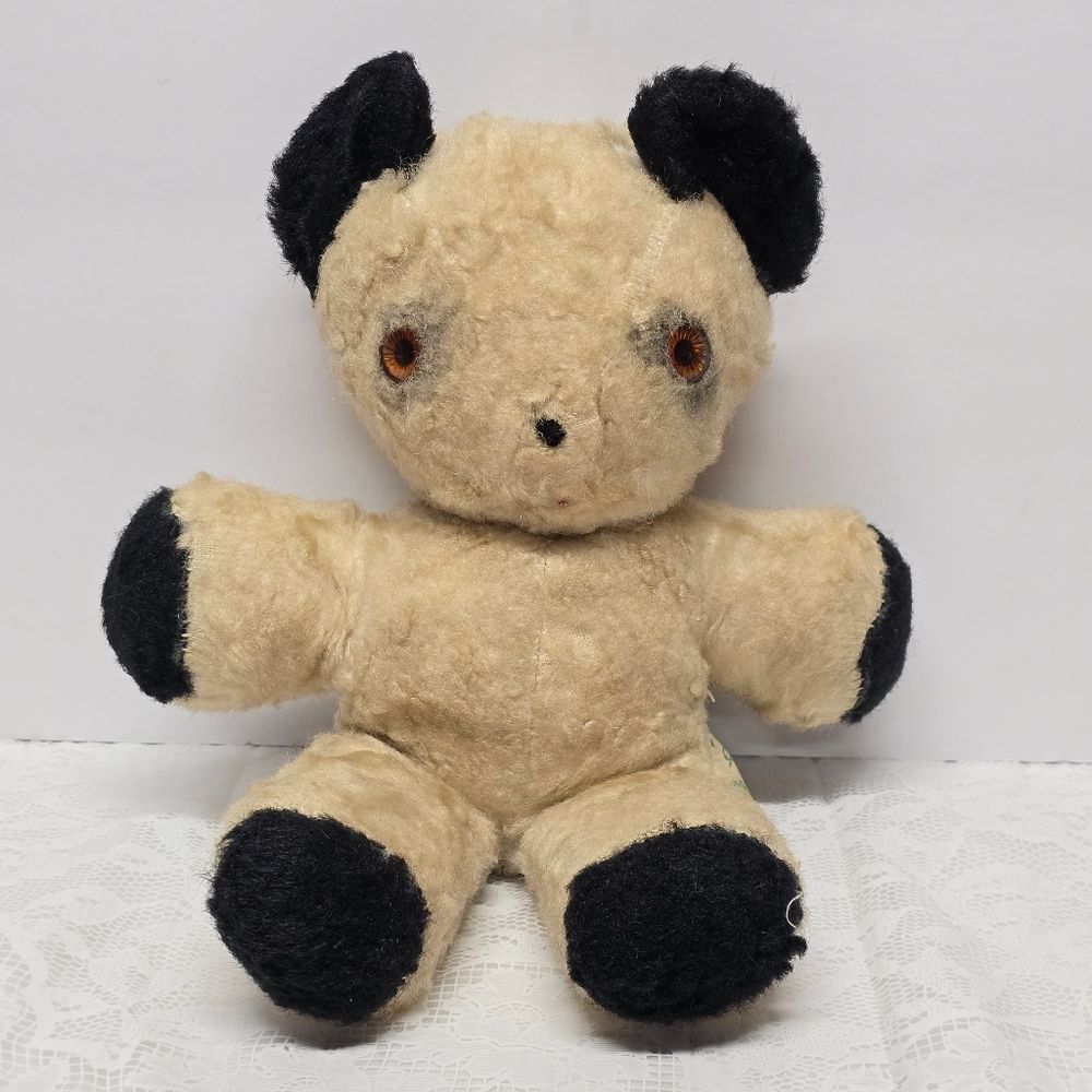 Antique Gund Creations Panda Teddy Bear Stuffed Animal Plush Vintage 40s 50s